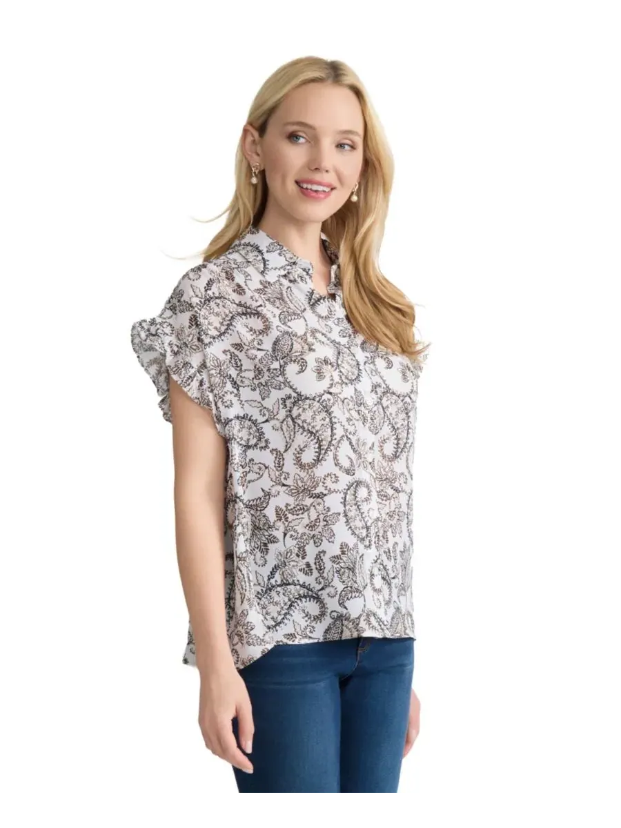 Рубашка с коротким рукавом, модель Collared Shirt Jones New York — изображение 2 из 4, белый песочный