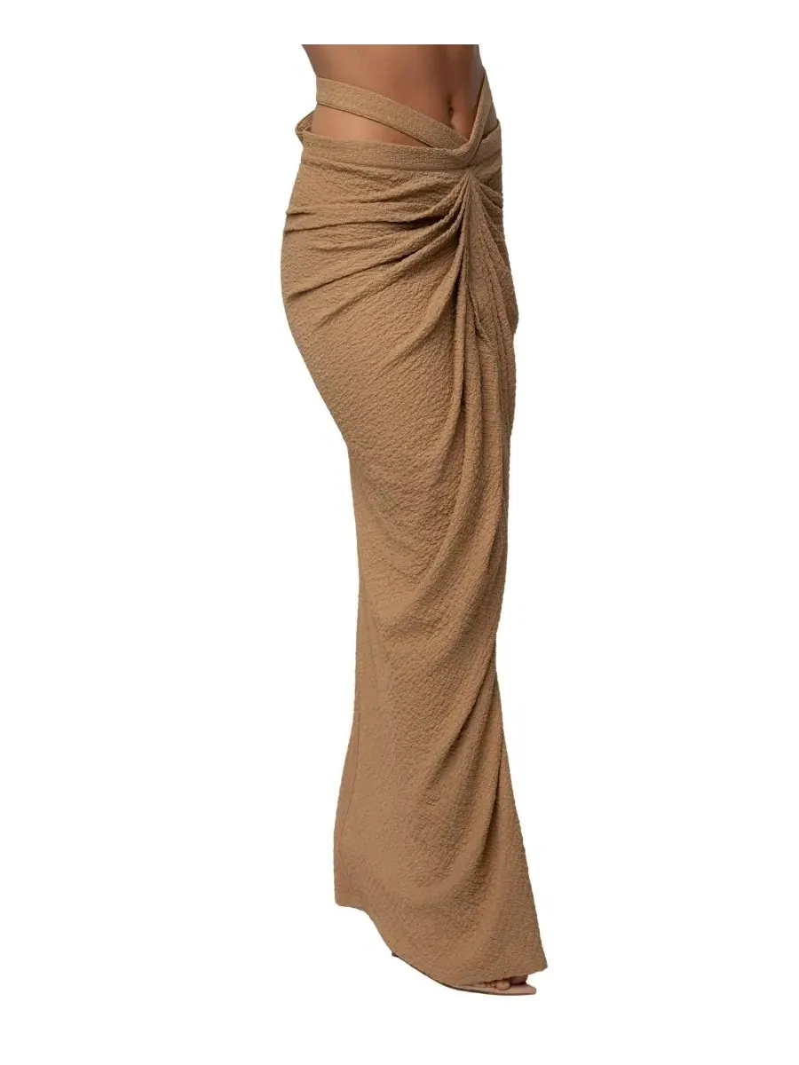 Комплект из топа-халтер и юбки макси Cabana Slit Maxi Skirt JLUXLABEL — изображение 2 из 8, бежевый