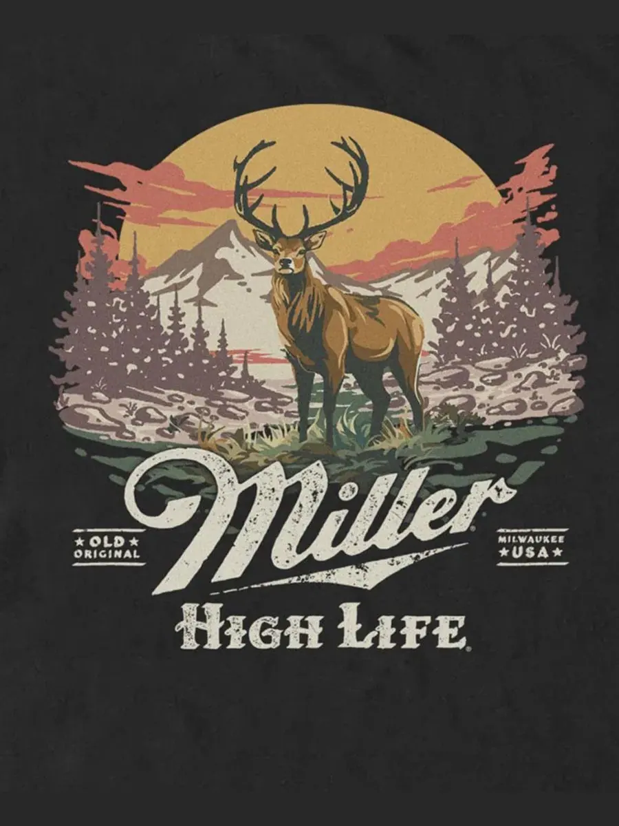 Футболка с принтом Miller Nature Coors Brewing Company Fifth Sun — изображение 3 из 3, черный