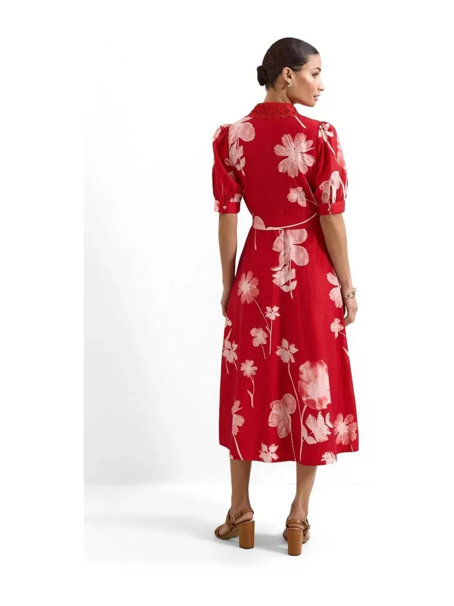 Платье-рубашка миди Delphine Midi Dress Self-Tie Waist Phase Eight — изображение 6 из 8, красный