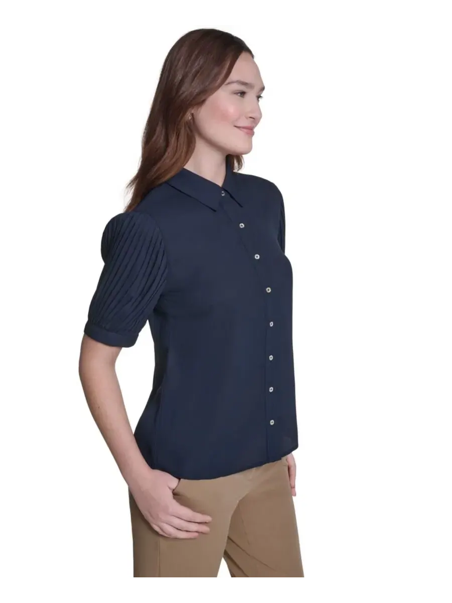 Женская блузка с воротником Tommy Hilfiger — изображение 3 из 6, синий