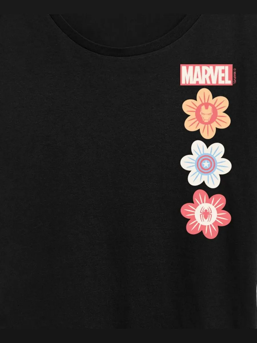 Футболка с коротким рукавом и графическим принтом Marvel пастельных тонов для полных женщин Hybrid — изображение 2 из 3