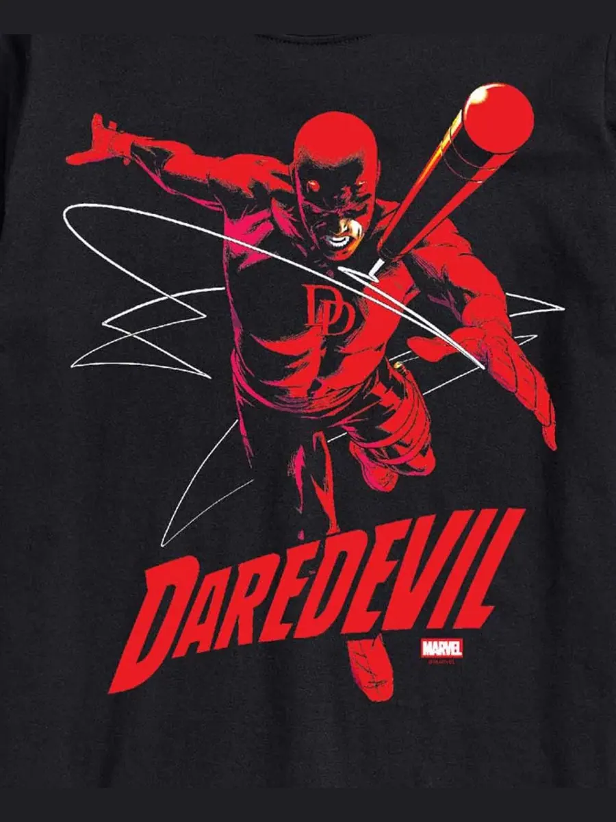 Мужская беговая футболка с коротким рукавом Marvel Daredevil с графическим принтом Airwaves — изображение 3 из 3, черный