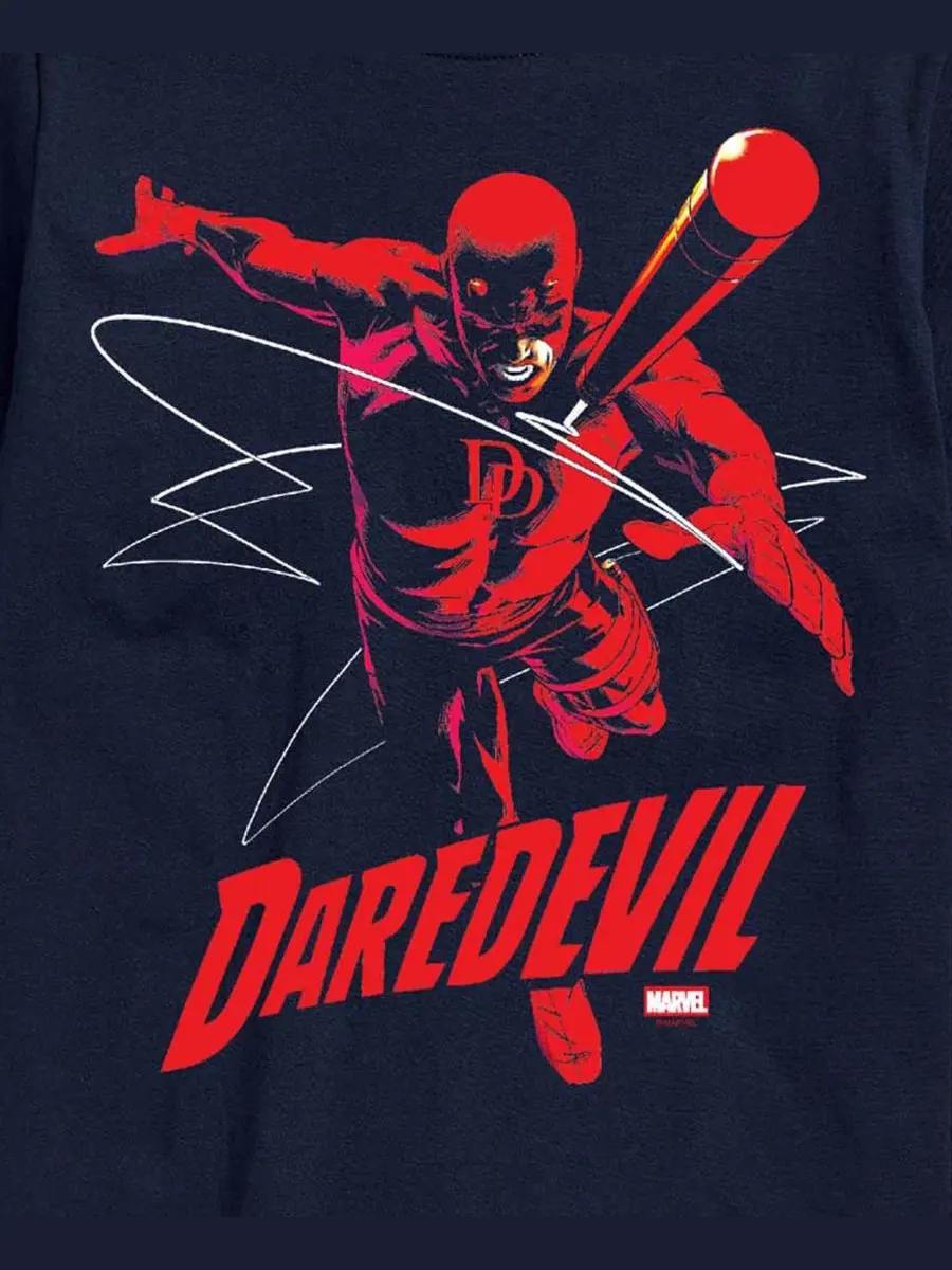 Мужская беговая футболка с коротким рукавом Marvel Daredevil с графическим принтом Airwaves — изображение 3 из 3, темно-синий