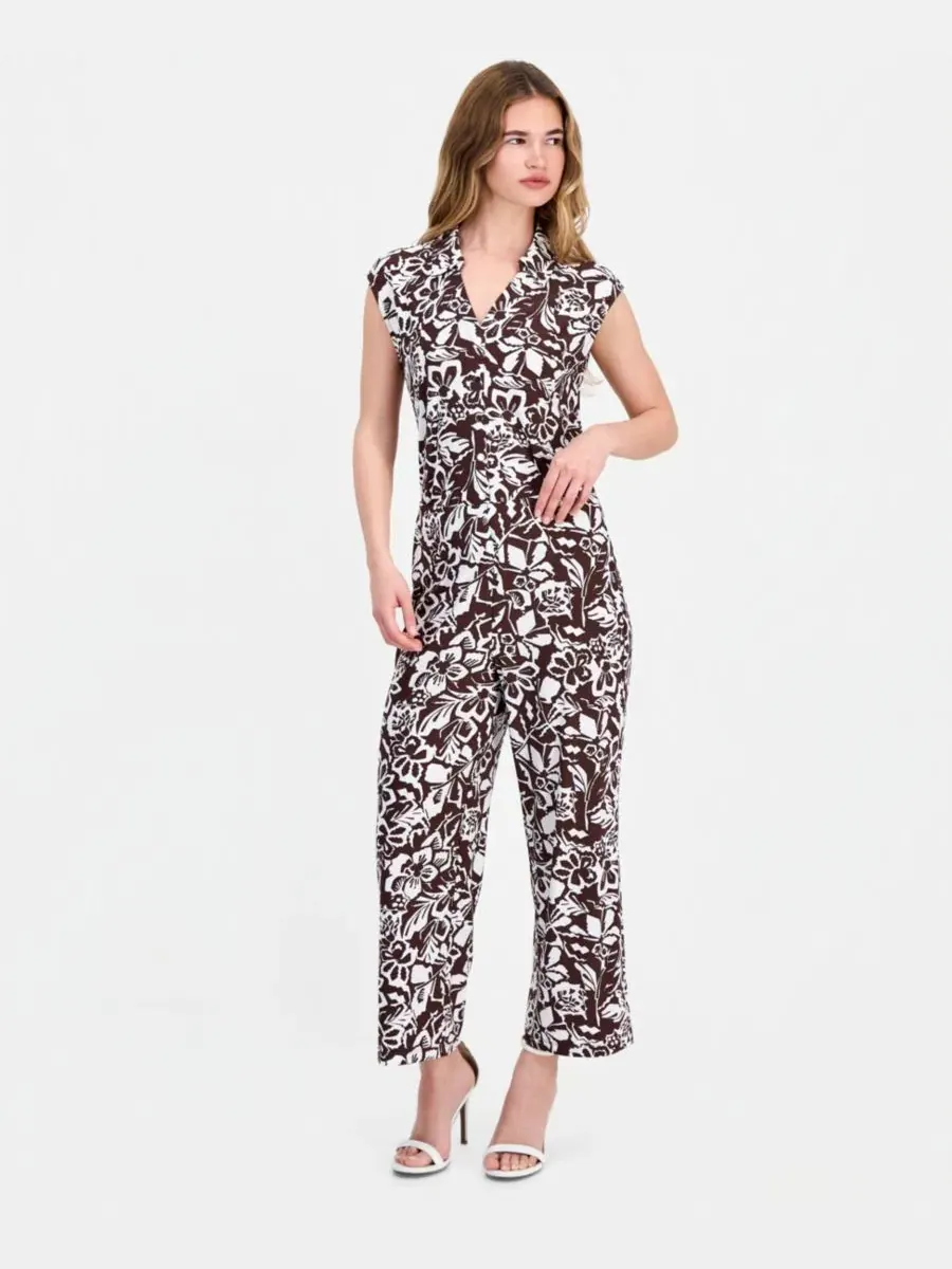 Укороченные брюки с принтом, высокой посадкой и широкими штанинами Anne Klein Essentials
