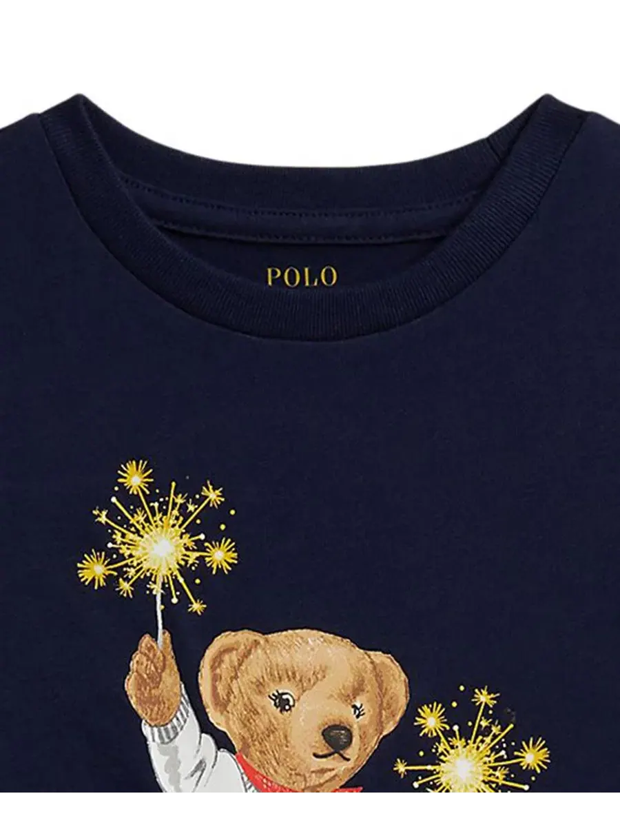 Детское платье Polo Bear с короткими рукавами, размеры 2T-6X Polo Ralph Lauren — изображение 3 из 3, темно-синий