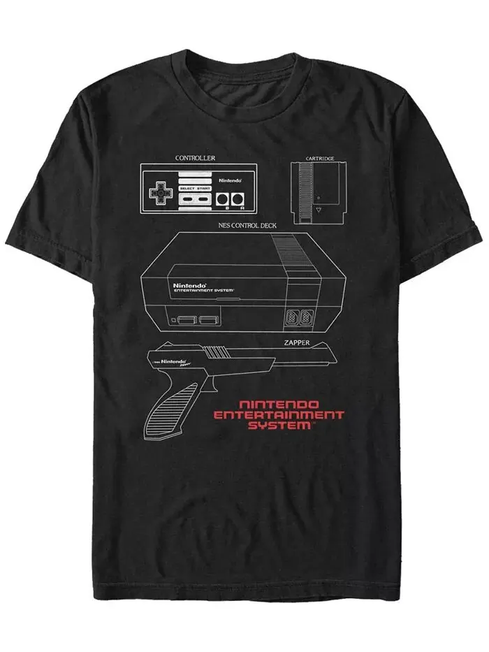 Мужская футболка с коротким рукавом с изображением аксессуаров для консоли Nintendo NES Fifth Sun — изображение 1 из 1