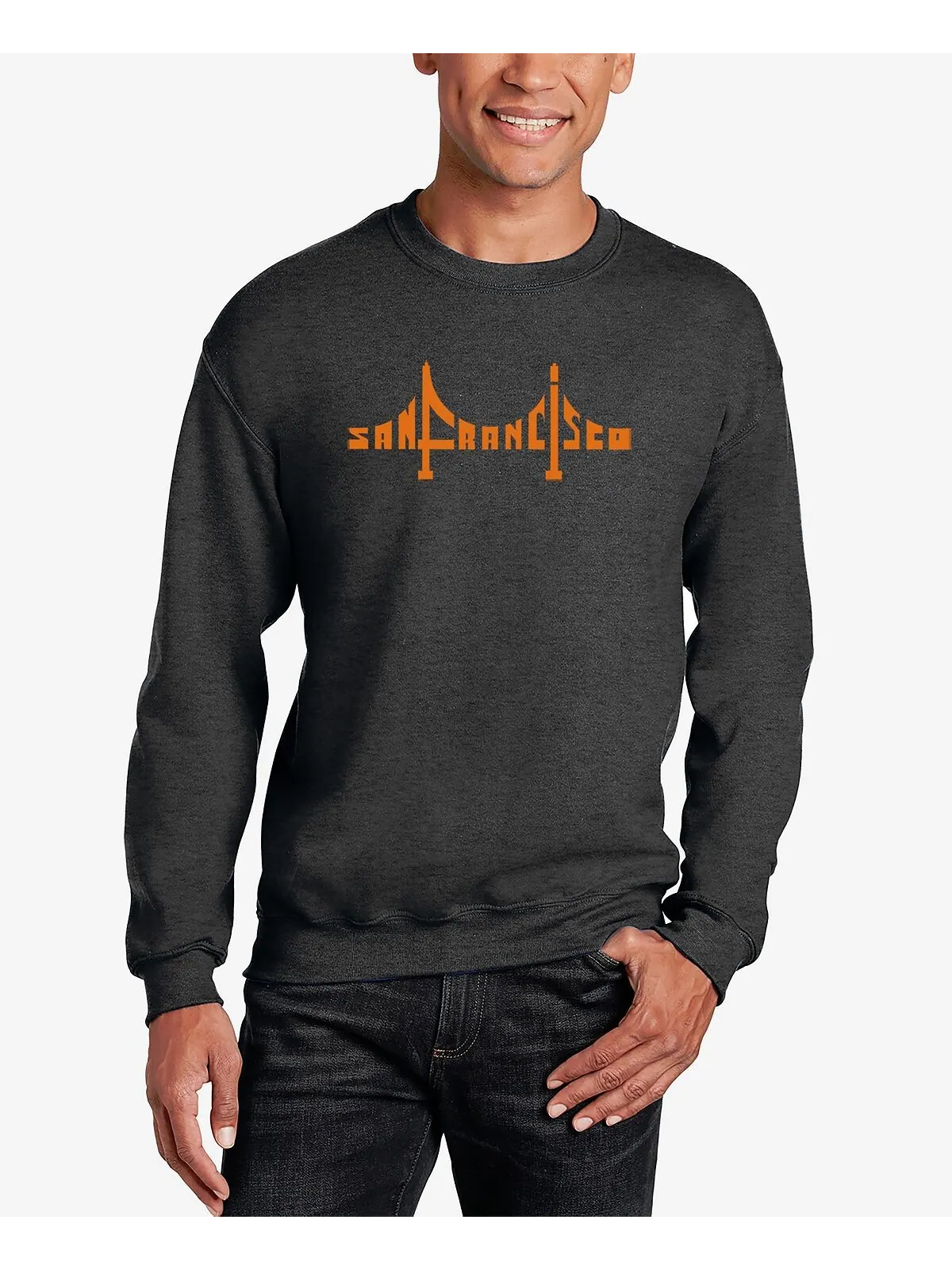 Мужская толстовка с круглым вырезом san francisco bridge word art LA Pop Art — изображение 1 из 3, темный серый