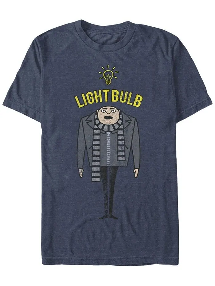 Мужская футболка с короткими рукавами Minions Gru Light Bulb Fifth Sun — изображение 1 из 1, темно-синий