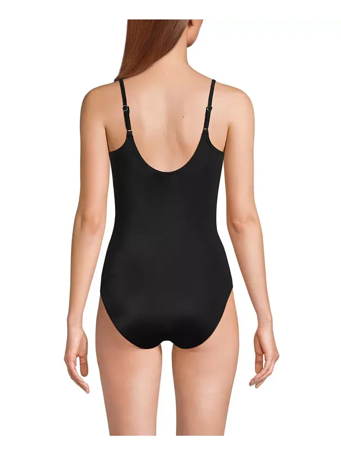 Женский цельнокроеный купальник Tugless Thin Strap One Piece без застежек на тонких бретелях Lands' — изображение 3 из 3