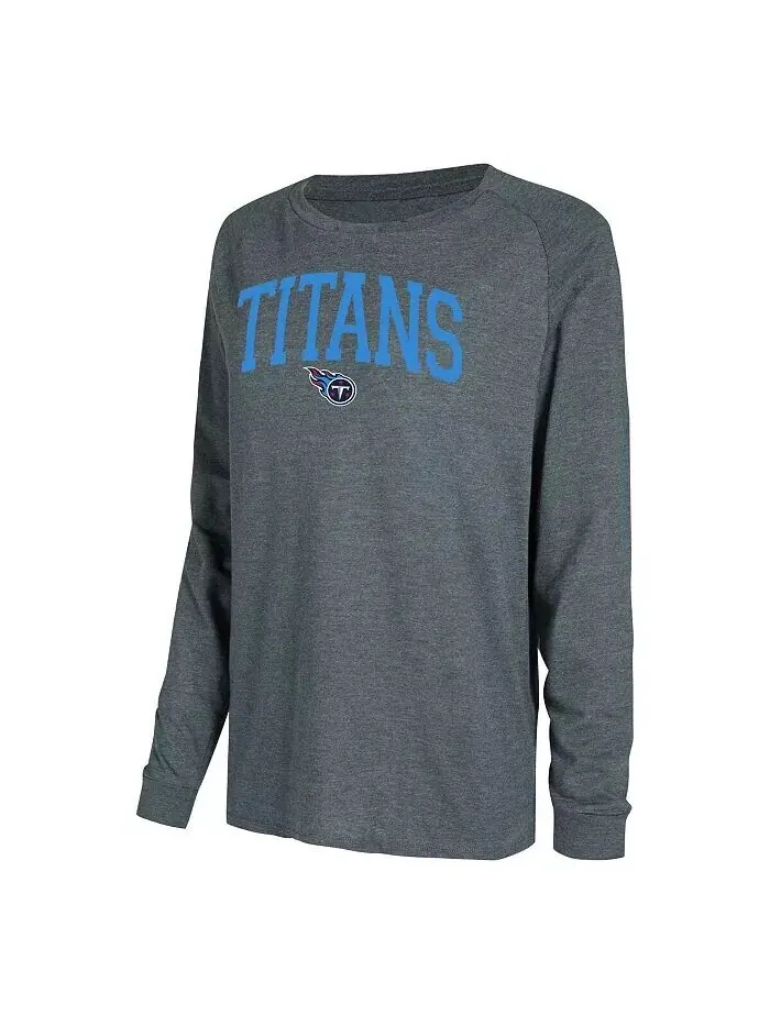 Женский комплект из темно-синего, угольного цвета Tennessee Titans реглан с длинным рукавом и шорт — изображение 2 из 3