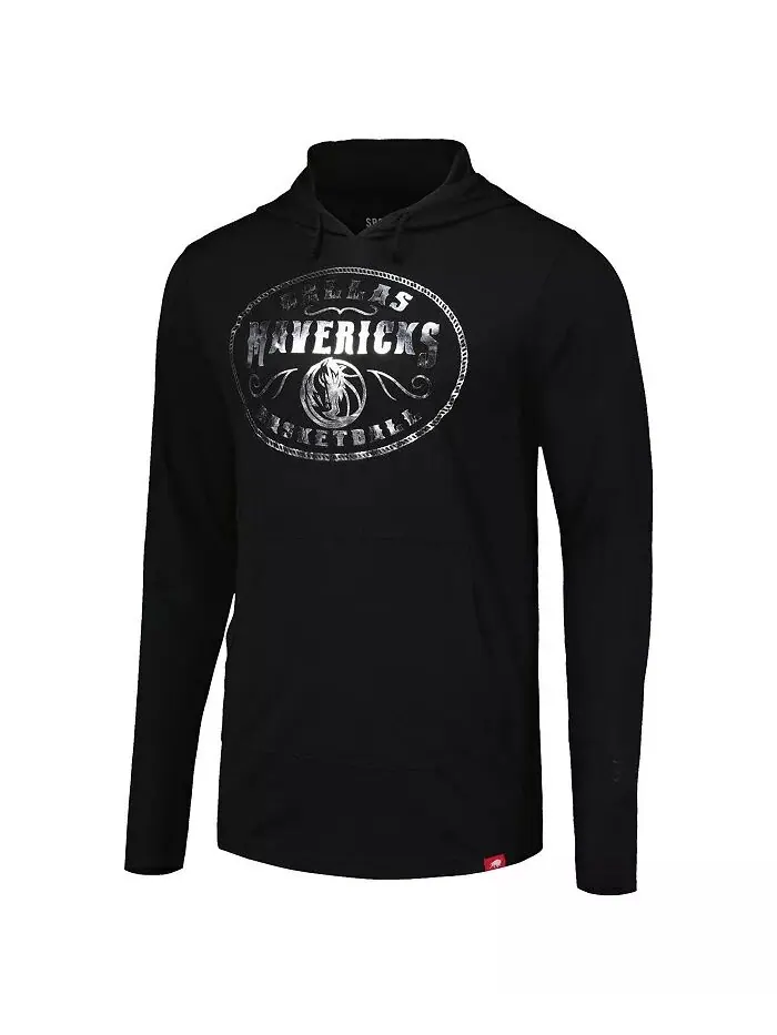 Мужская и женская черная футболка с капюшоном Dallas Mavericks Rowan Tri-Blend с длинным рукавом — изображение 3 из 3