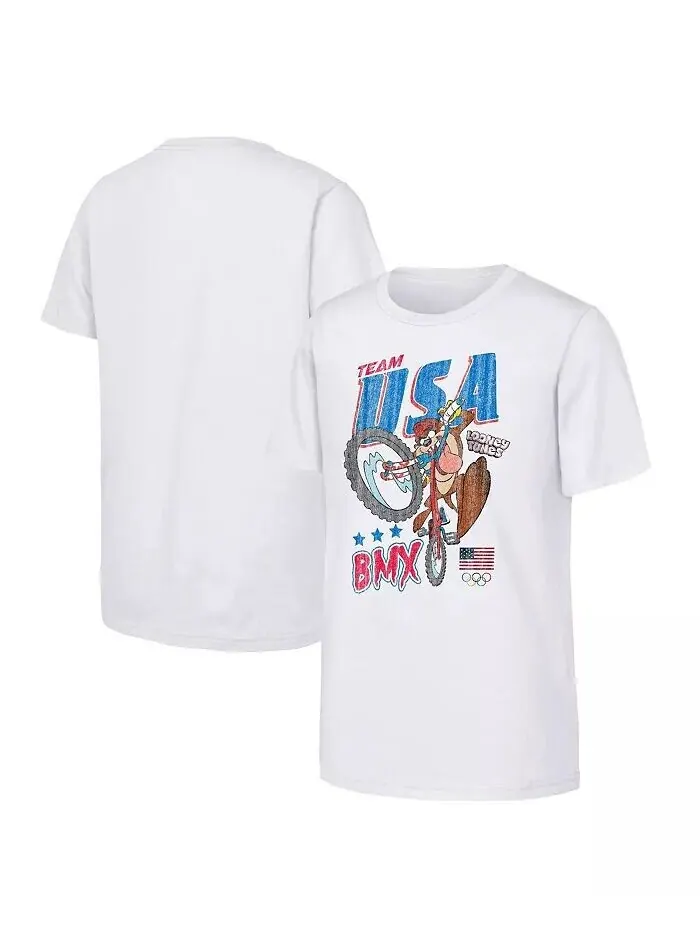Футболка Tasmanian Devil White Team USA Looney Tunes для мальчиков и девочек BMX Outerstuff — изображение 1 из 1, белый