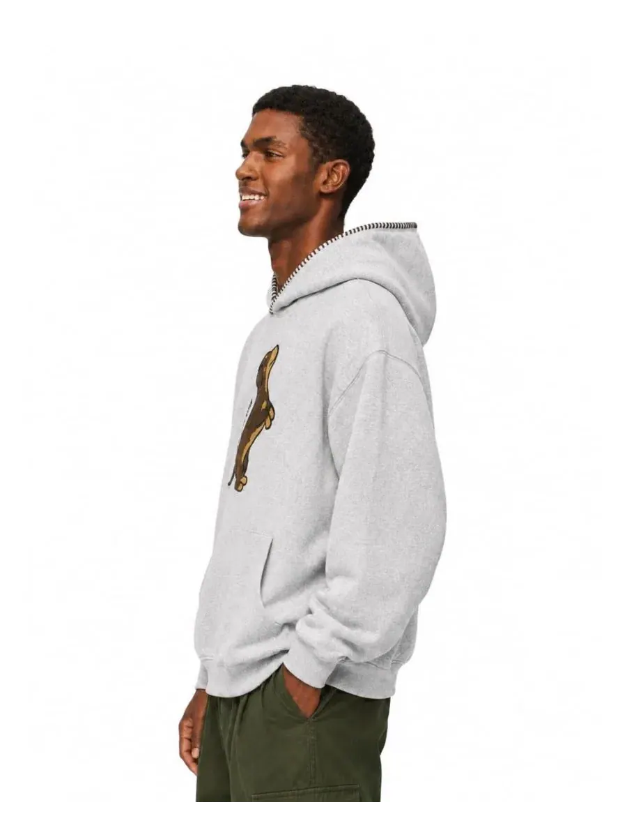 Худи с принтом таксы Dachshund Pullover Hoodie AELFRIC EDEN — изображение 3 из 9, серый