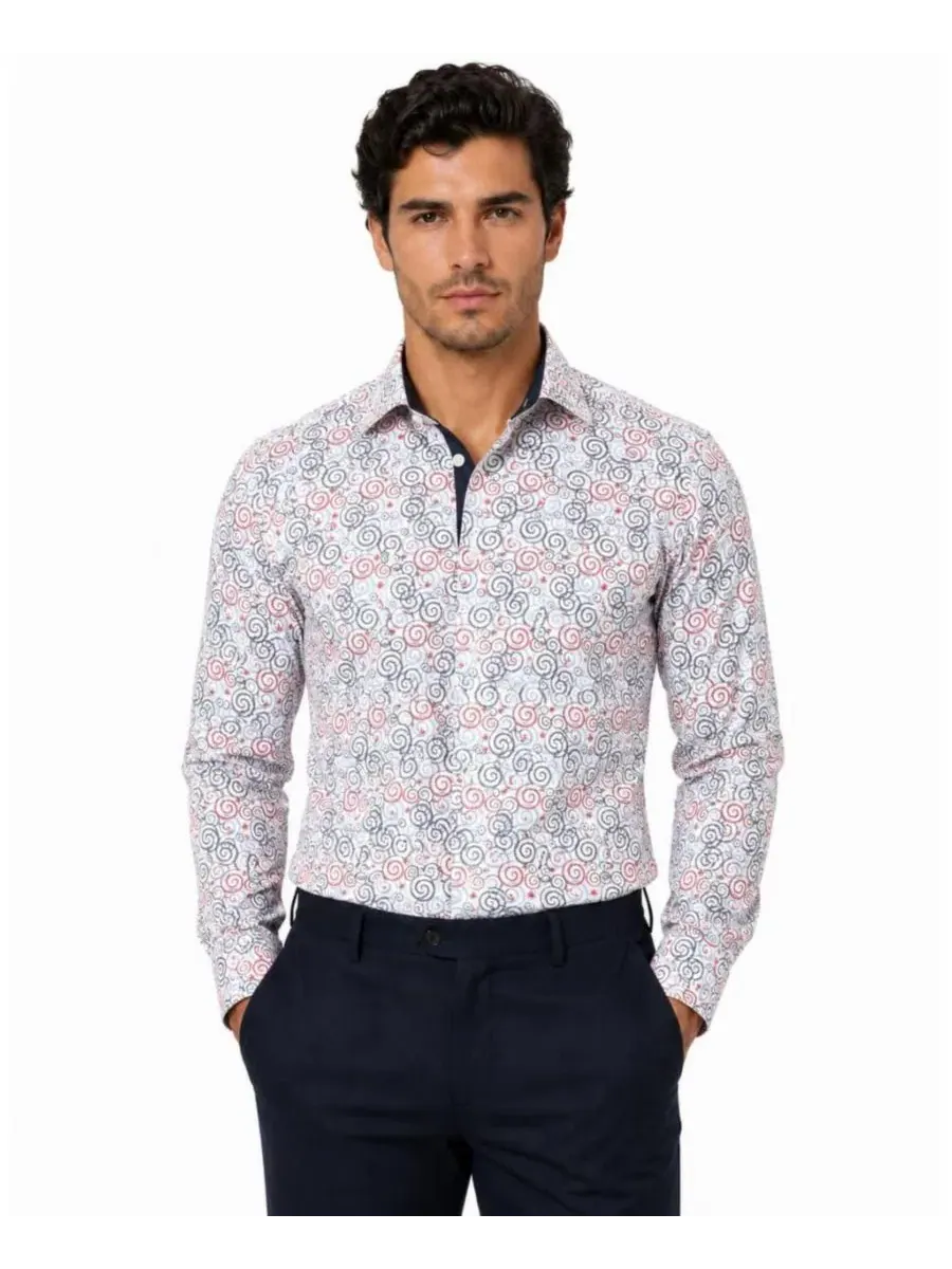 Мужская рубашка с длинным рукавом Slim Fit Elie Balleh — изображение 1 из 5, белый