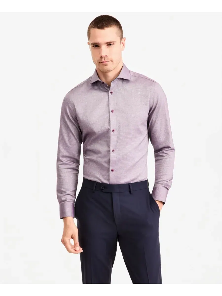 Платье-рубашка из хлопка с длинным рукавом Slim Fit Non-Iron Ted Baker — изображение 1 из 10, винный мульти