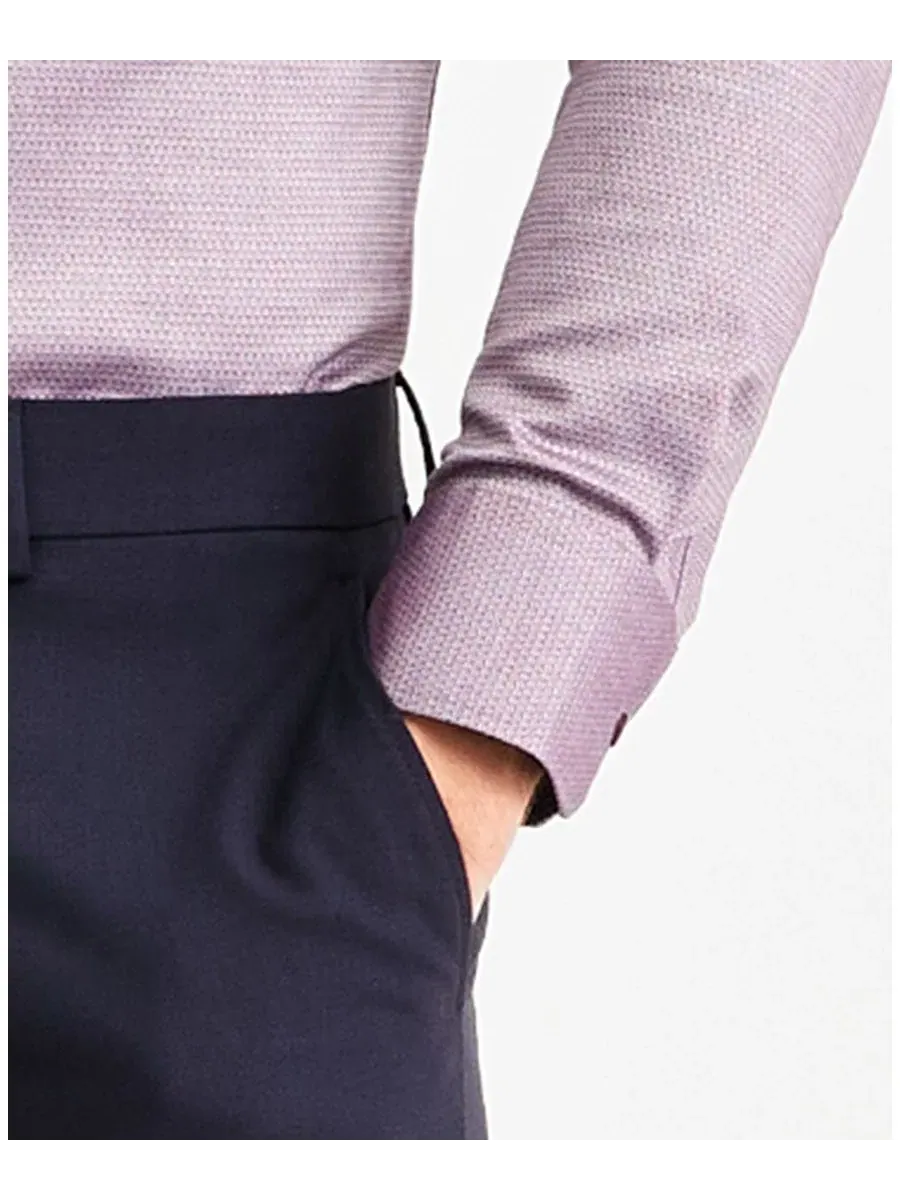 Платье-рубашка из хлопка с длинным рукавом Slim Fit Non-Iron Ted Baker — изображение 6 из 10, винный мульти