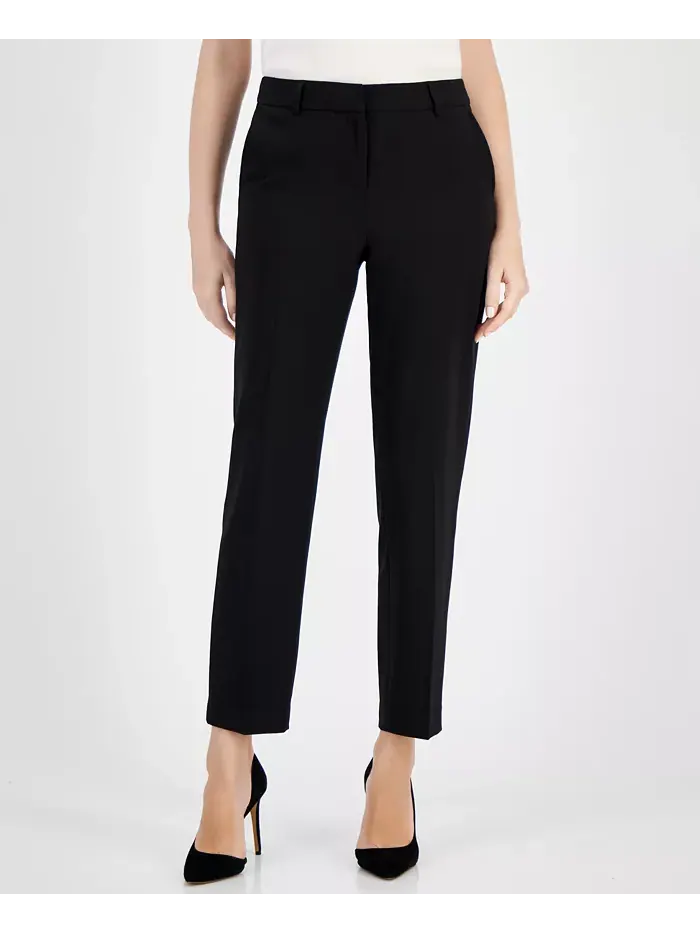 Женские брюки Grace Mid Rise с прямыми штанинами до щиколотки Anne Klein — изображение 1 из 4, черный