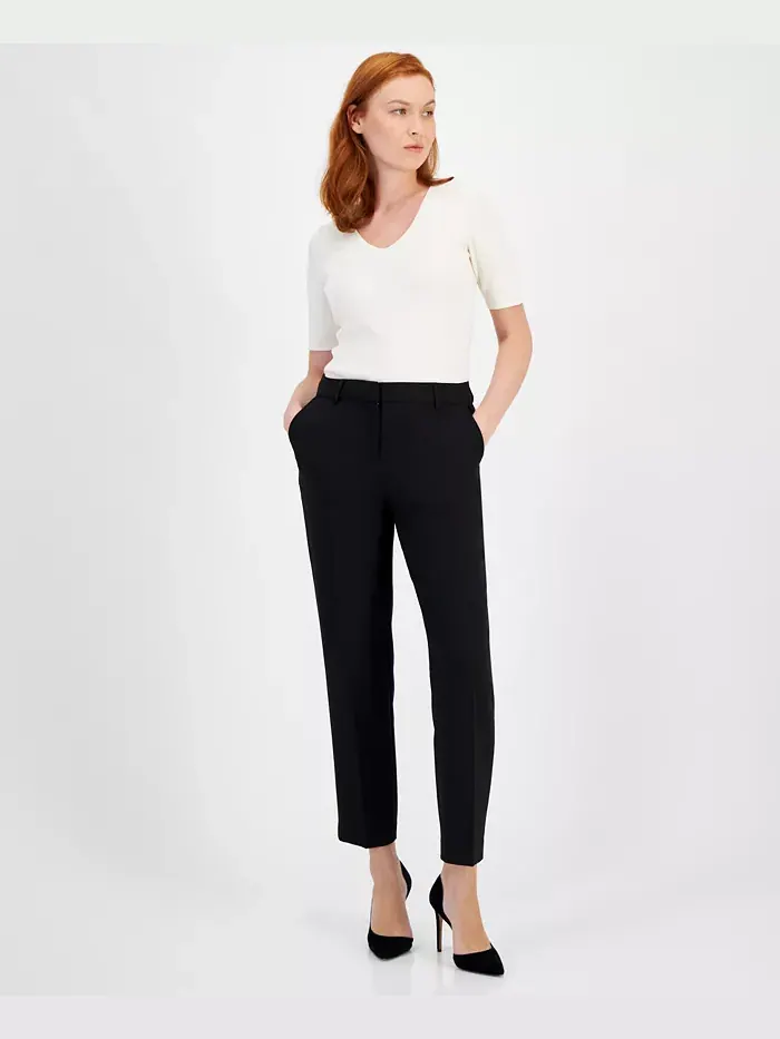 Женские брюки Grace Mid Rise с прямыми штанинами до щиколотки Anne Klein — изображение 3 из 4, черный
