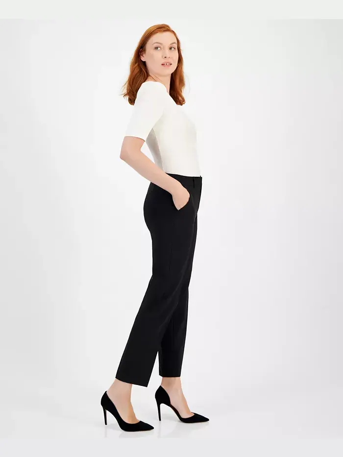 Женские брюки Grace Mid Rise с прямыми штанинами до щиколотки Anne Klein — изображение 4 из 4, черный