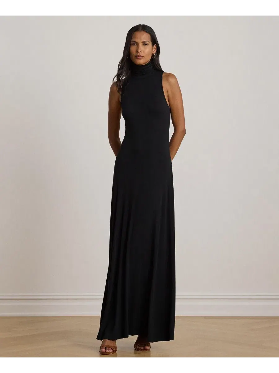 Платье макси без рукавов с воротником-стойкой Lauren Ralph Lauren — изображение 2 из 6, черный