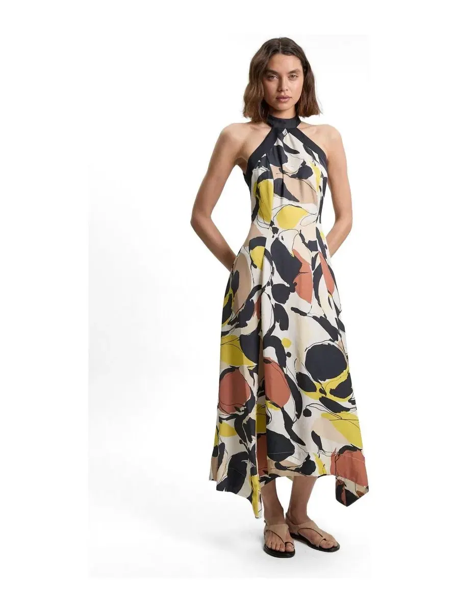 Платье макси с принтом, с запахом, без рукавов Karen Millen — изображение 1 из 5, мульти