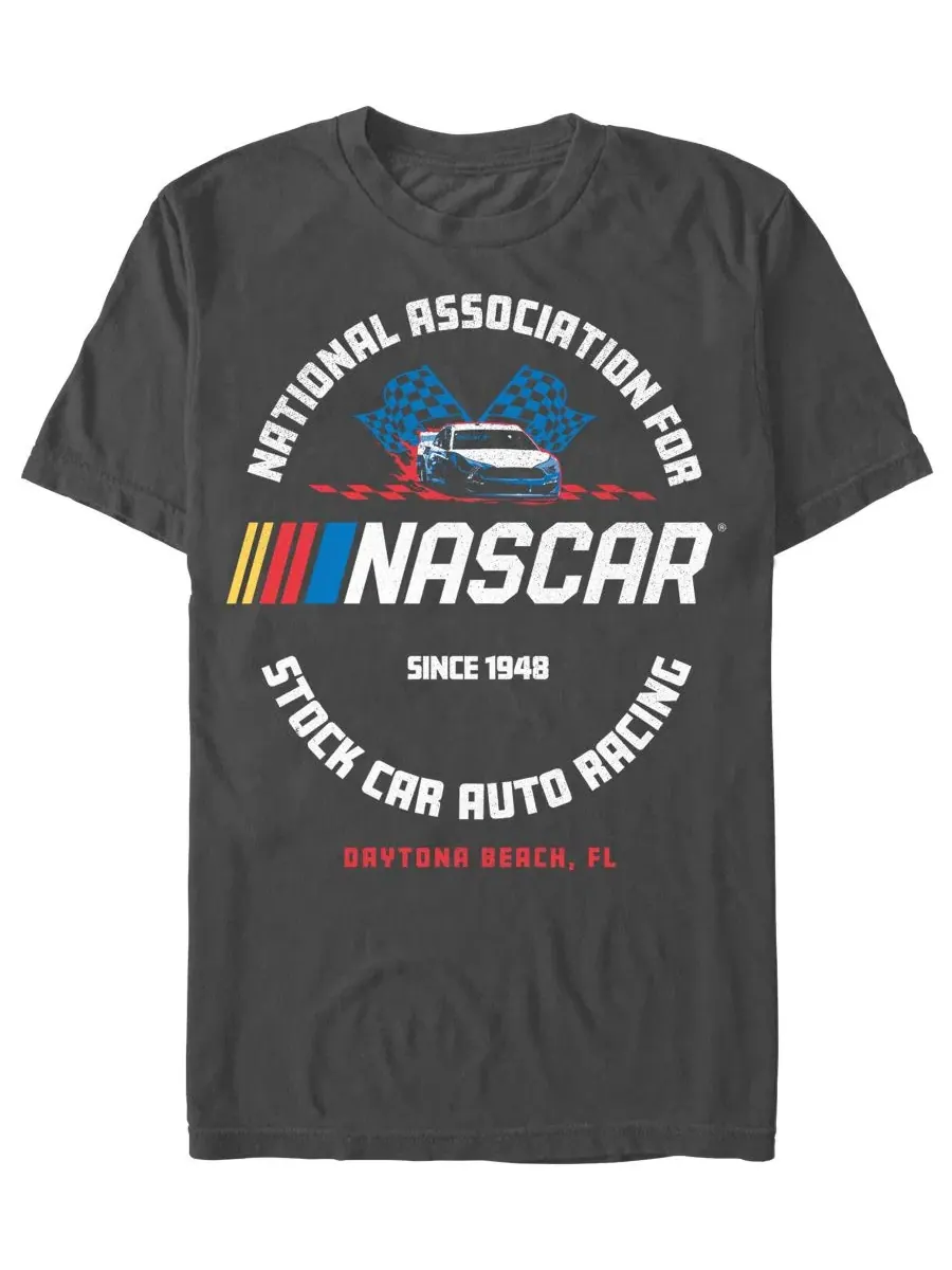 Футболка с графическим принтом Nascar Logo Flag Fifth Sun — изображение 1 из 3, темно-серый