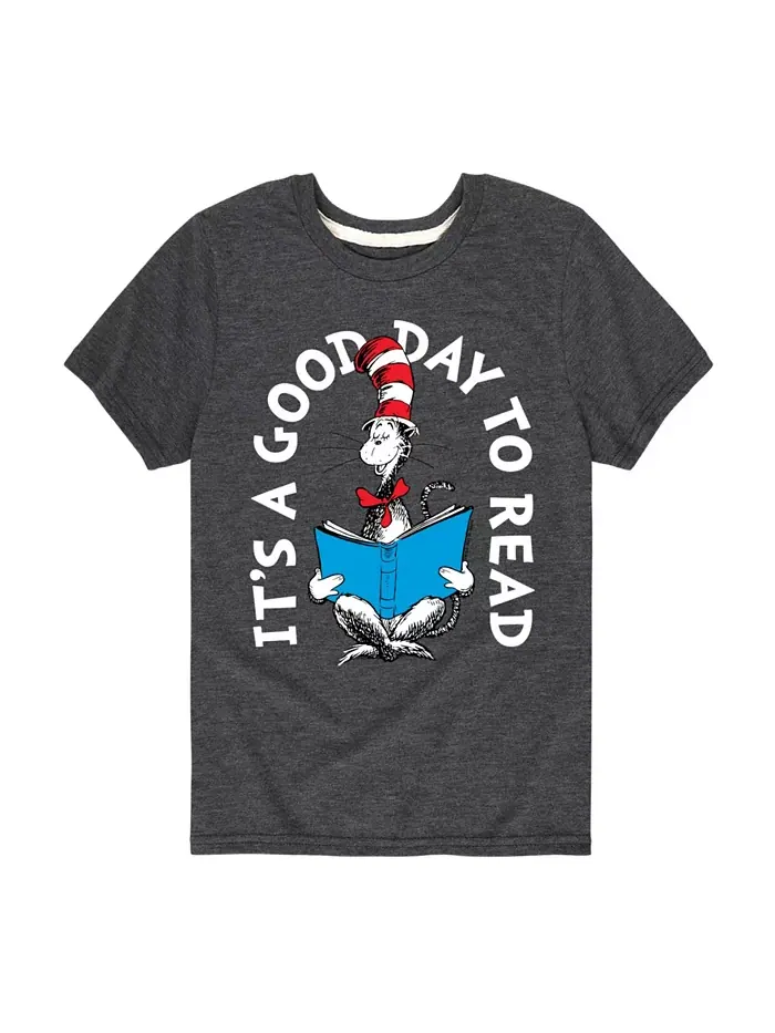 Футболка с принтом "Big Boys It's a Good Day to Read" Dr. Seuss — изображение 1 из 3, серый