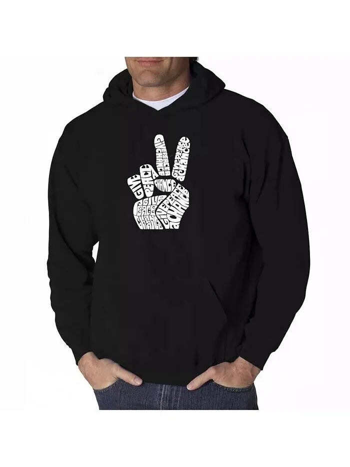Мужская толстовка с капюшоном Word Art - Peace Fingers LA Pop Art — изображение 1 из 3, черный