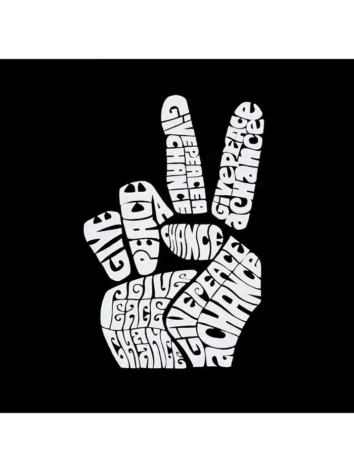 Мужская толстовка с капюшоном Word Art - Peace Fingers LA Pop Art — изображение 2 из 3, черный