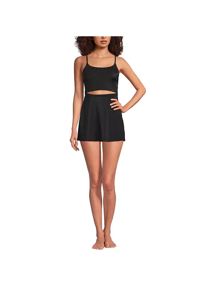 Женское купальное платье Monokini без завязок Lands' End — изображение 1 из 3, черный