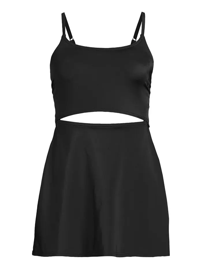 Женское купальное платье Monokini без завязок Lands' End — изображение 2 из 3, черный