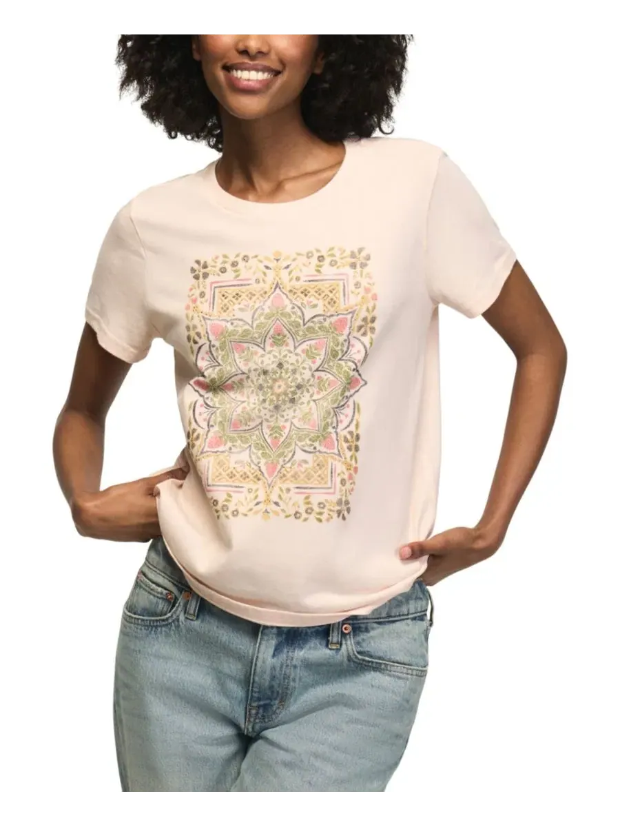 Футболка с принтом Strawberry Mandala Classic Crewneck Lucky Brand — изображение 2 из 5, розовый