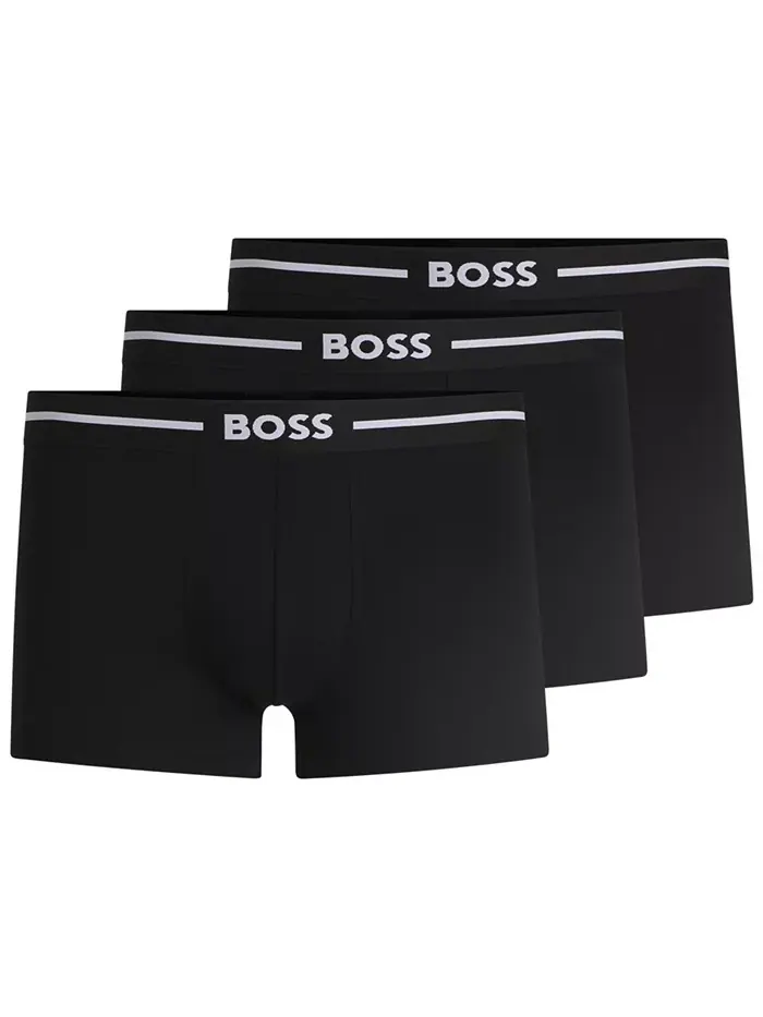 Мужские боксеры 3 шт с крупным логотипом Hugo Boss — изображение 1 из 4, черный