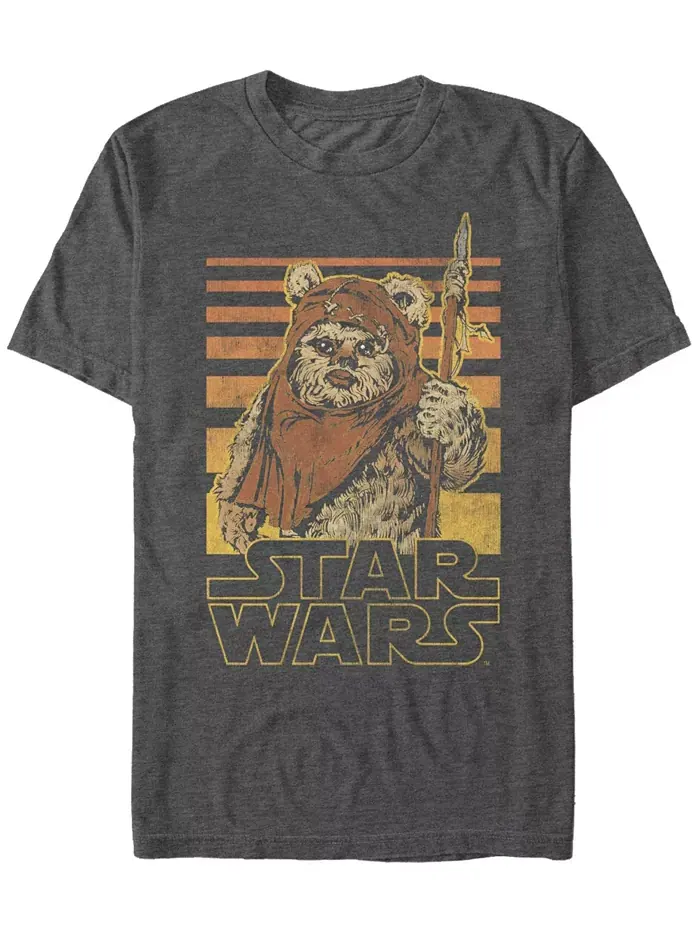 Футболка мужская Star Wars Classic Ewok с градиентными полосками, короткий рукав Fifth Sun — изображение 1 из 1, темно-серый