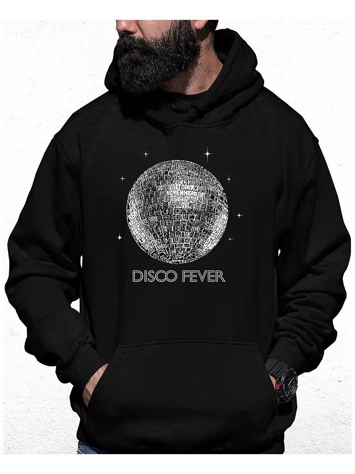 Мужская худи с принтом "Disco Ball Word Art" LA Pop Art — изображение 1 из 2, черный
