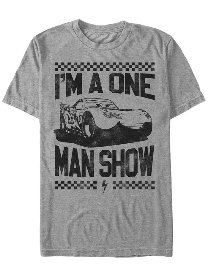 Мужская футболка с короткими рукавами Disney Pixar Cars McQueen One Man Show Fifth Sun — изображение 1 из 1, серый