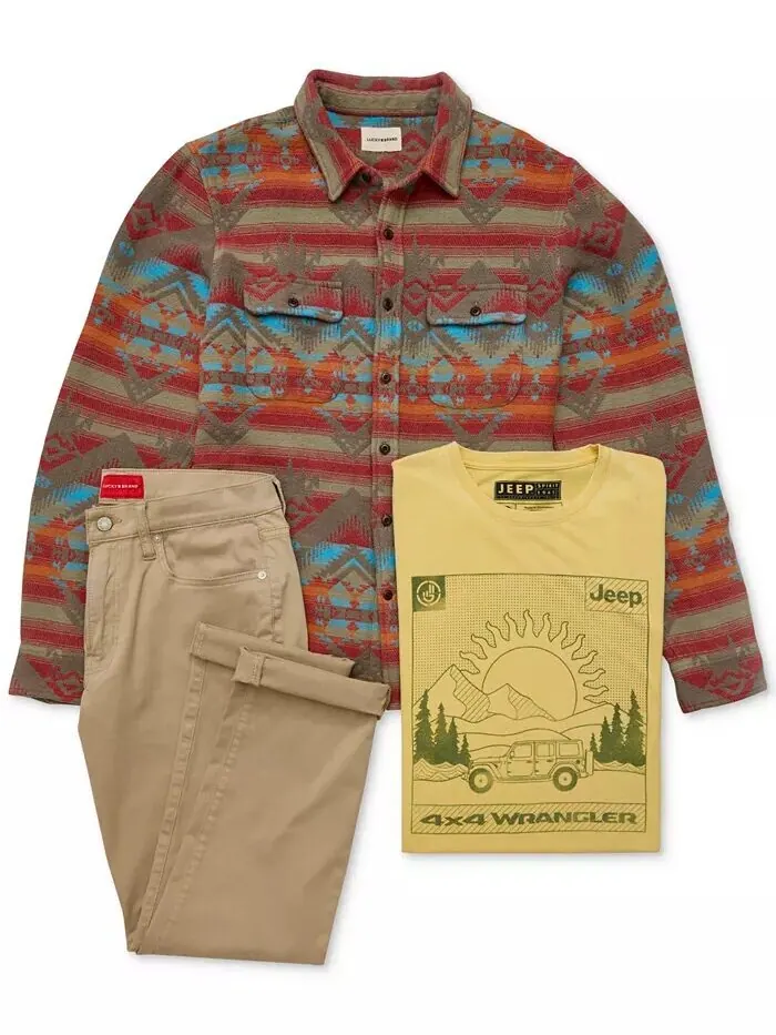 Рубашка Humboldt, футболка с рисунком и джинсы прямого кроя Lucky Brand — изображение 3 из 3, серебристый