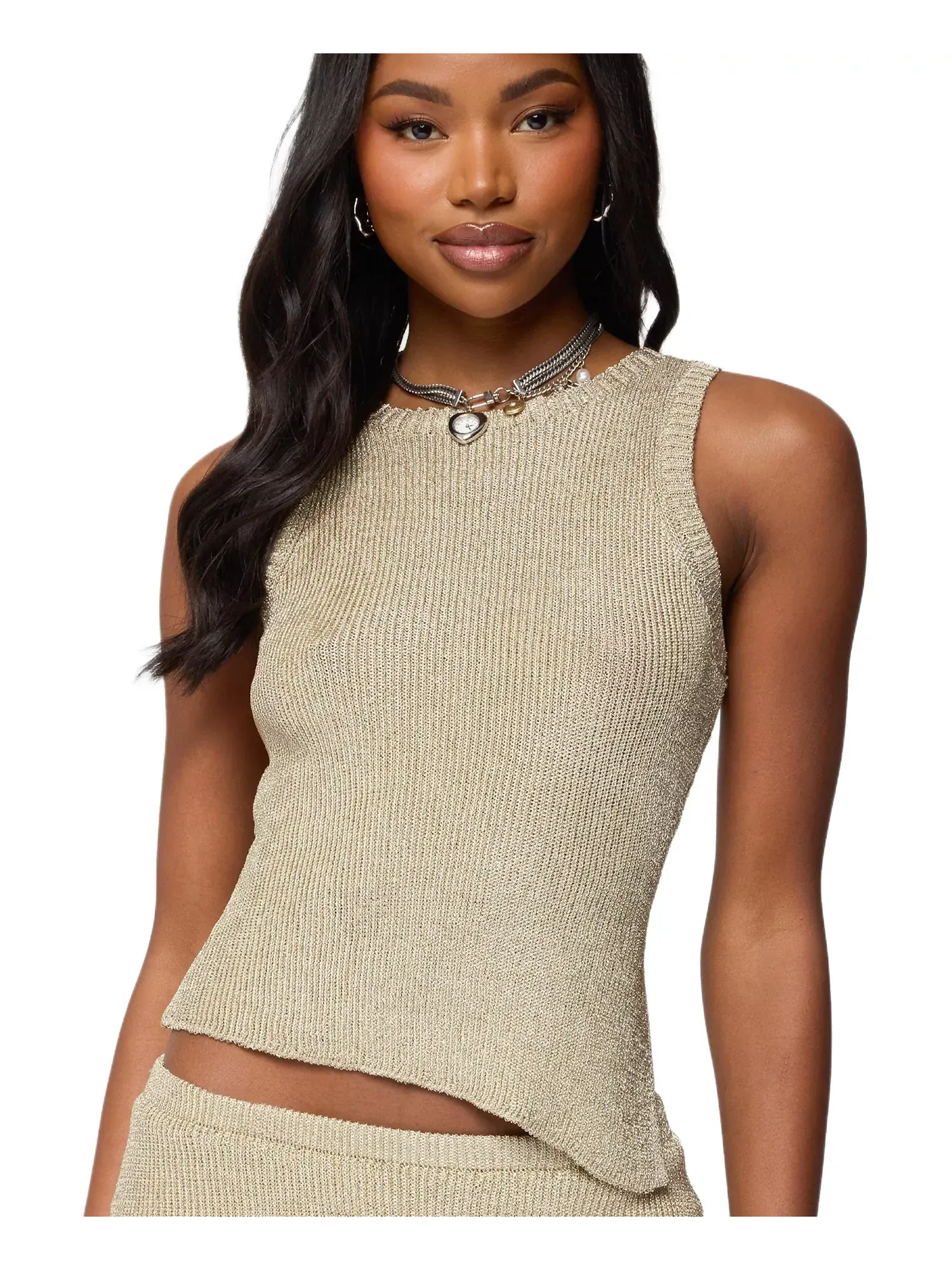 Топ Edikted Asymmetric Metallic Knit — изображение 1 из 4, золото