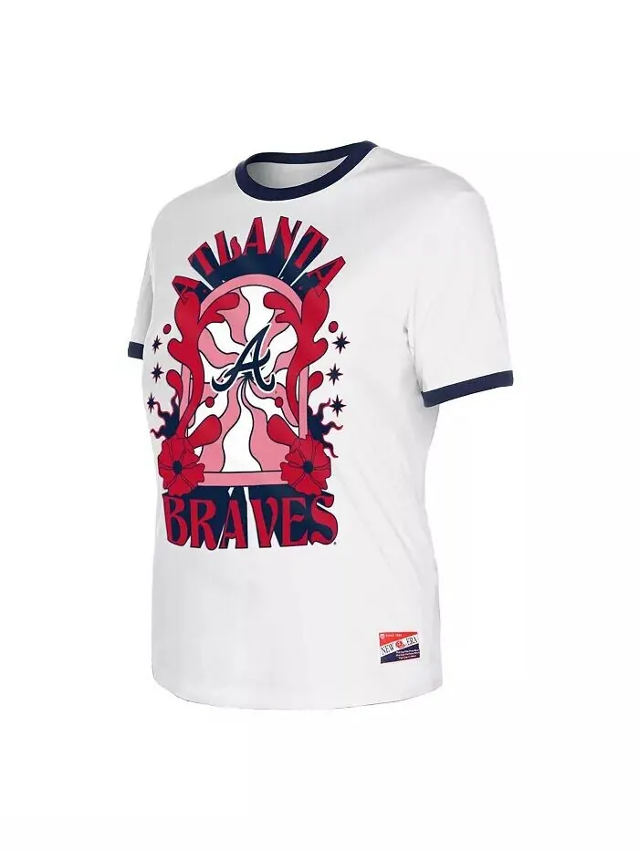 Женская белая футболка Oversized Ringer Atlanta Braves New Era — изображение 2 из 4, белый