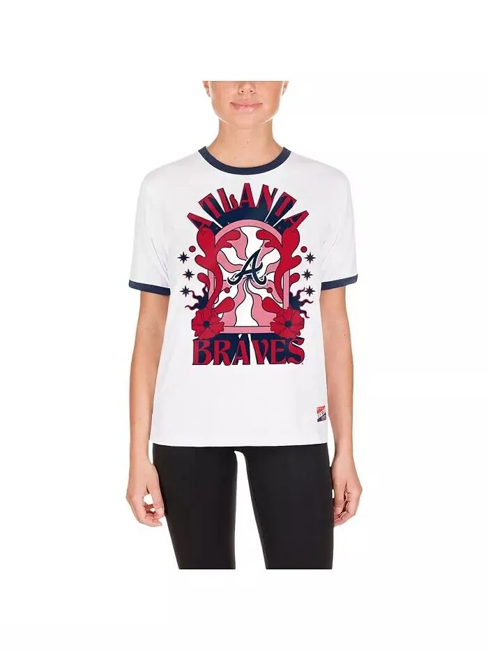 Женская белая футболка Oversized Ringer Atlanta Braves New Era — изображение 3 из 4, белый