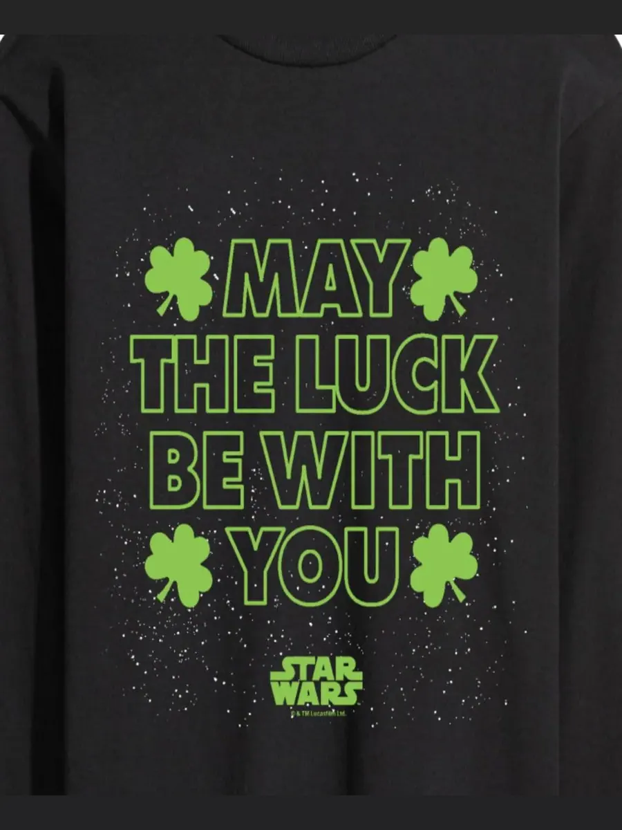 Мужская футболка с длинными рукавами Star Wars May Luck Be With You с графическим принтом AIRWAVES — изображение 3 из 3