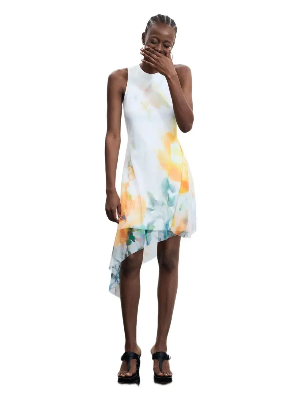 Женское асимметричное платье без рукавов Desigual — изображение 2 из 6, белый