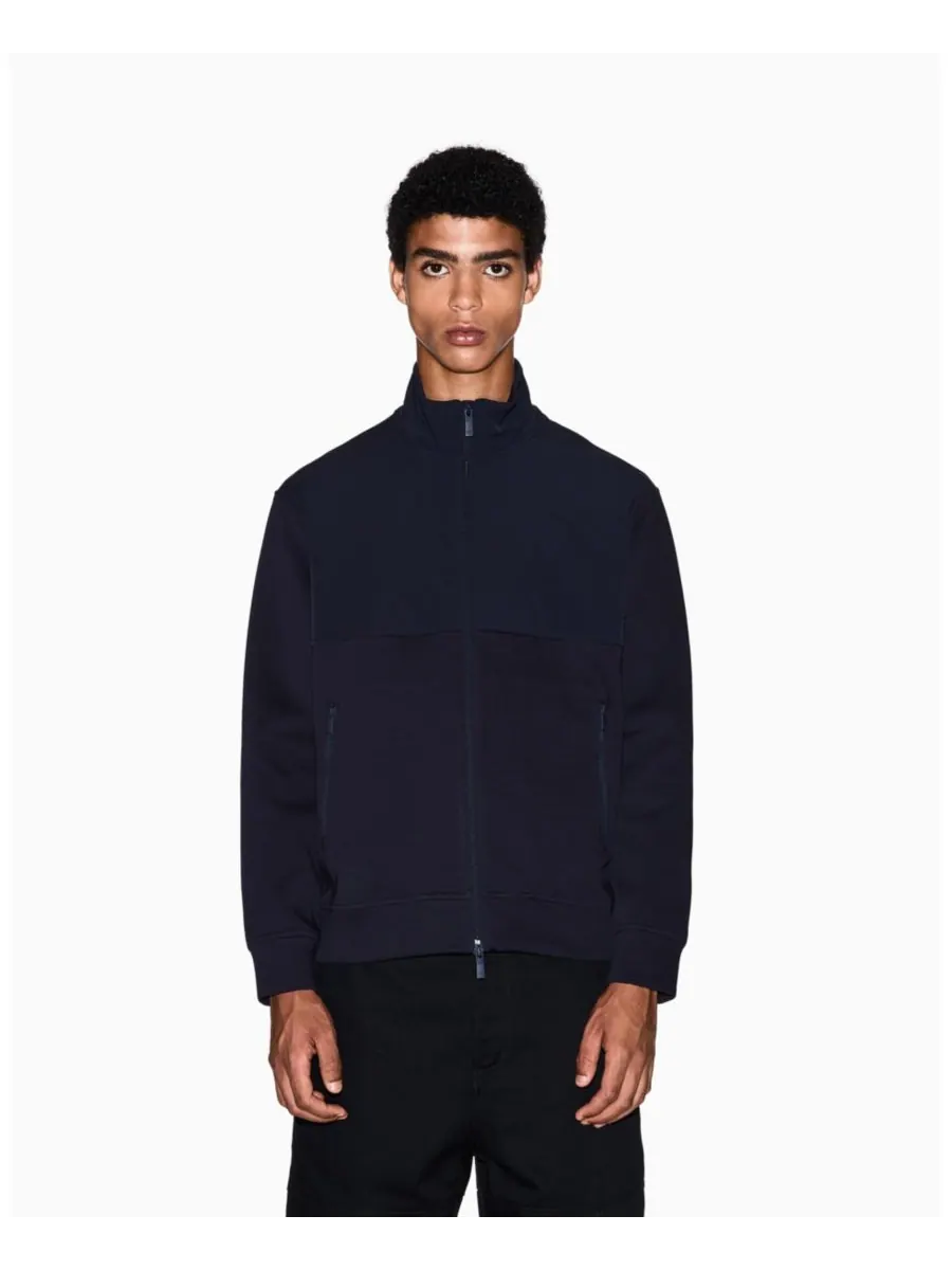Мужская толстовка на молнии с комбинированным рисунком A|X Armani Exchange — изображение 1 из 5, глубокий темно-синий