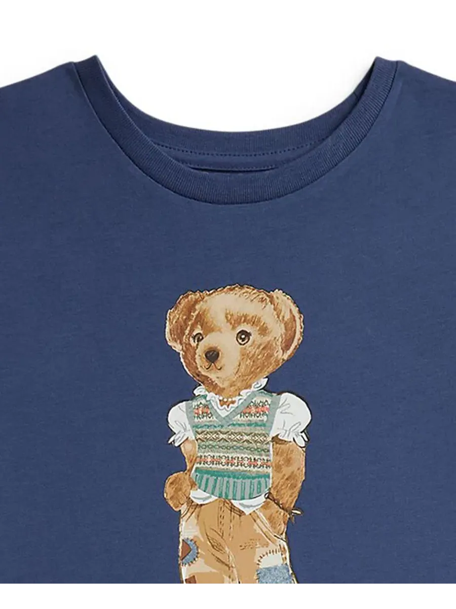 Детское трикотажное платье с короткими рукавами Polo Bear (7-16 лет) Polo Ralph Lauren — изображение 3 из 3, синий