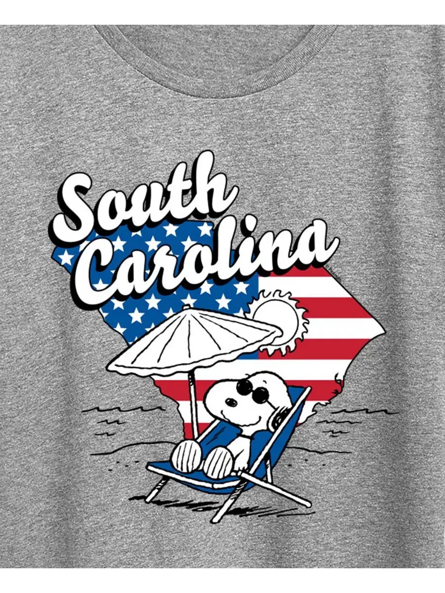 Футболка с круглым вырезом и графическим принтом "Peanuts South Carolina" для полных женщин Hybrid — изображение 2 из 3