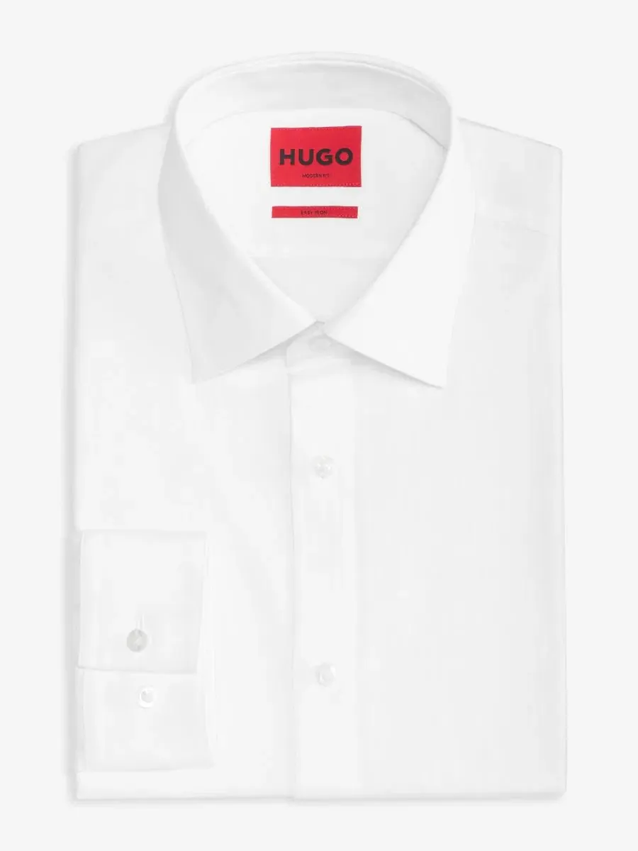 Мужская рубашка Hugo Boss Valerio с длинными рукавами, пуговицами и геометрическим принтом — изображение 6 из 9, белый