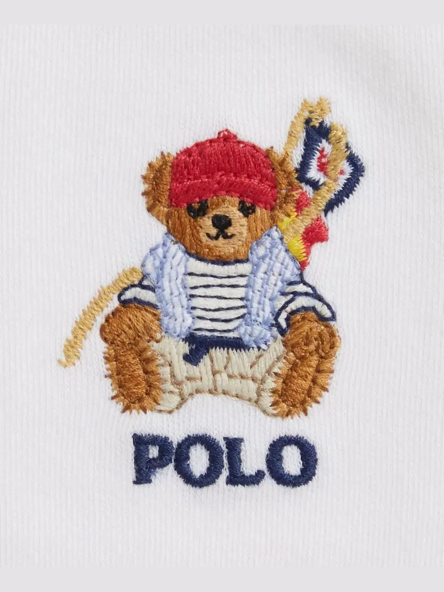 Детский комплект для мальчика: поло с принтом медведя и шорты Polo Ralph Lauren — изображение 3 из 4, белый красный
