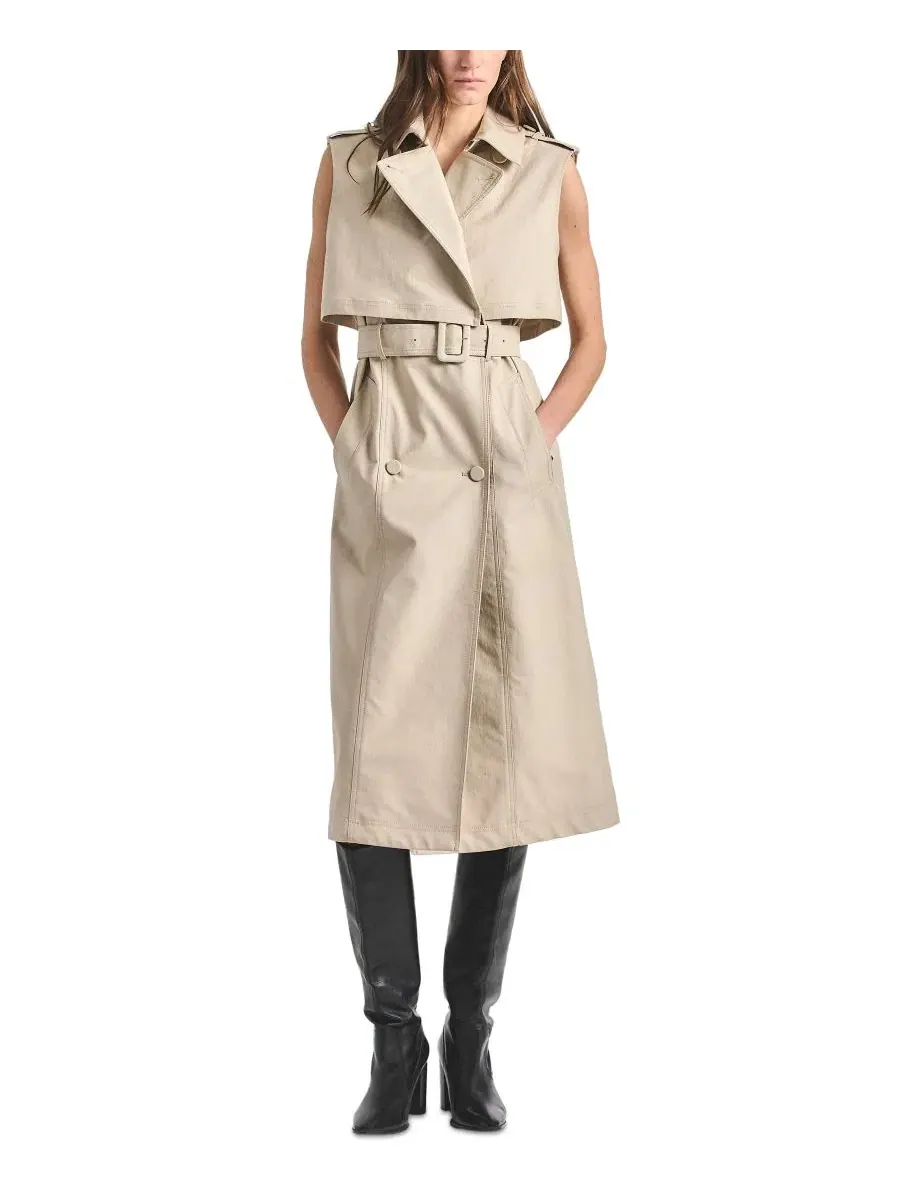 Платье-тренч без рукавов с поясом Reign Twill Derek Lam 10 Crosby — изображение 1 из 5, серый