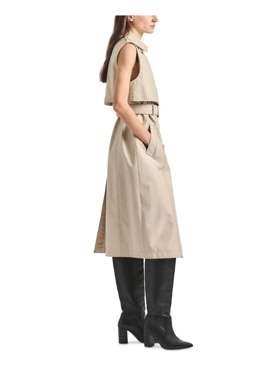 Платье-тренч без рукавов с поясом Reign Twill Derek Lam 10 Crosby — изображение 2 из 5, серый